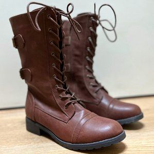 NEW Women's Brown Shoeland Florence 2 Combat Boots (Size 8.5W)